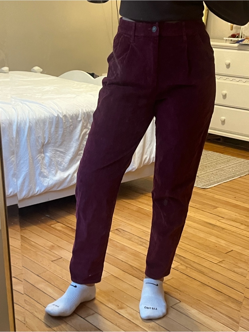 Hollister High-Waist Corduroy Ankle Pants - Plum